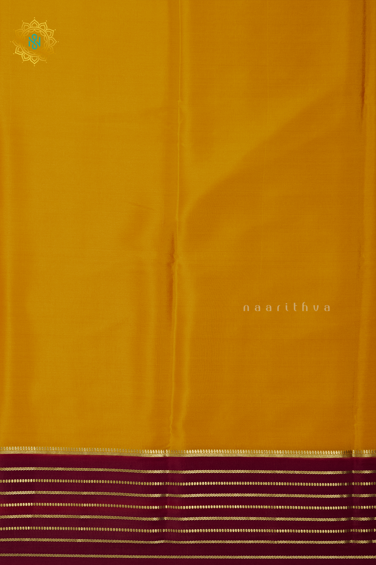 MUSTARD WITH MAROON - PURE MYSORE CREPE SILK