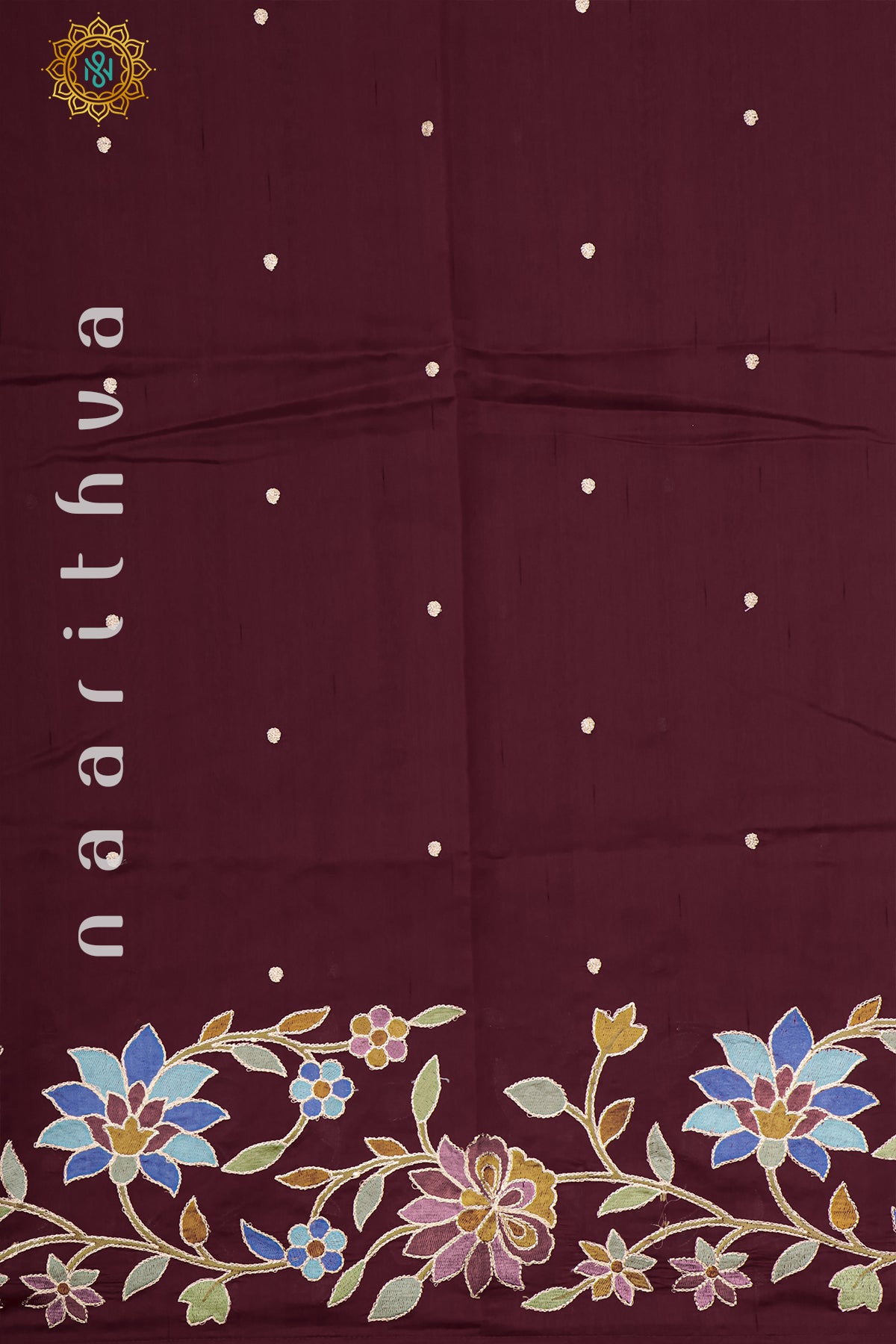 MAROON - SEMI TUSSAR SILK WITH EMBROIDERY