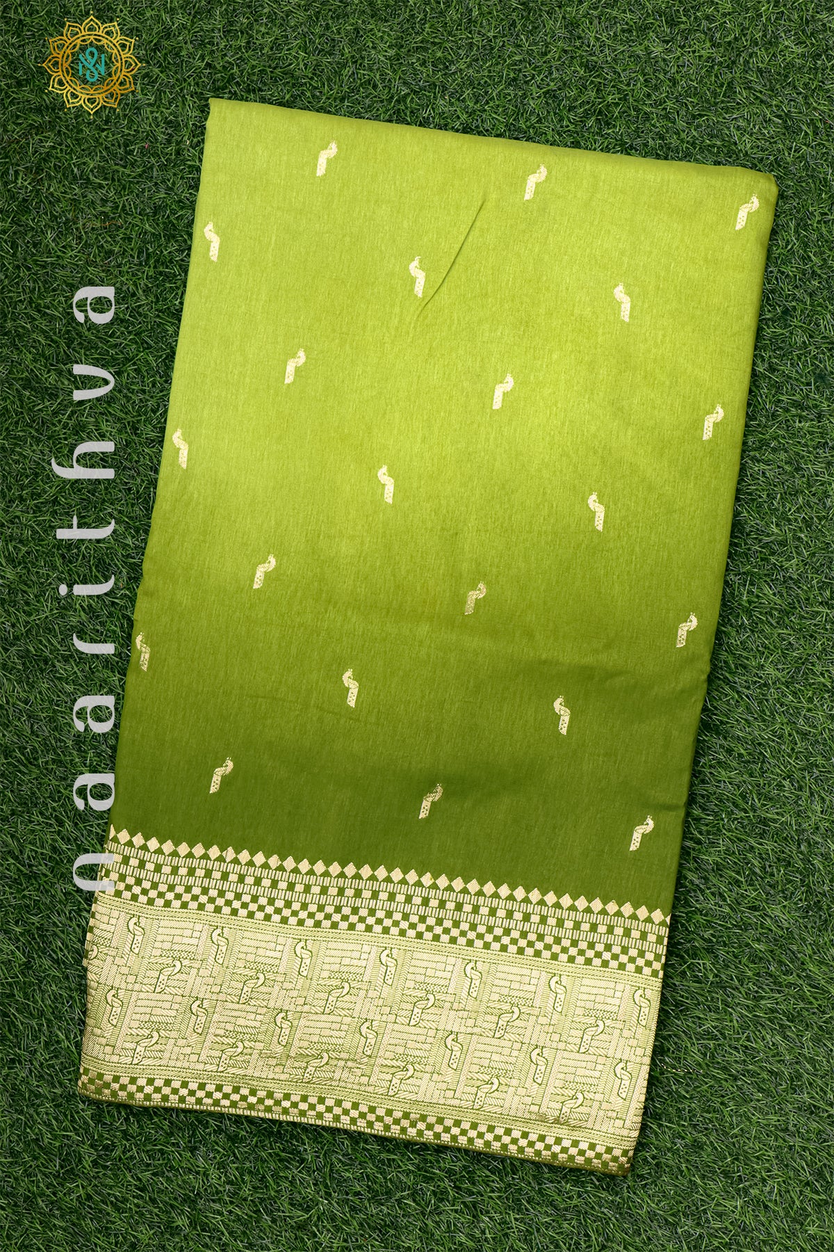 PARROT GREEN WITH GREEN - DOLA SILK