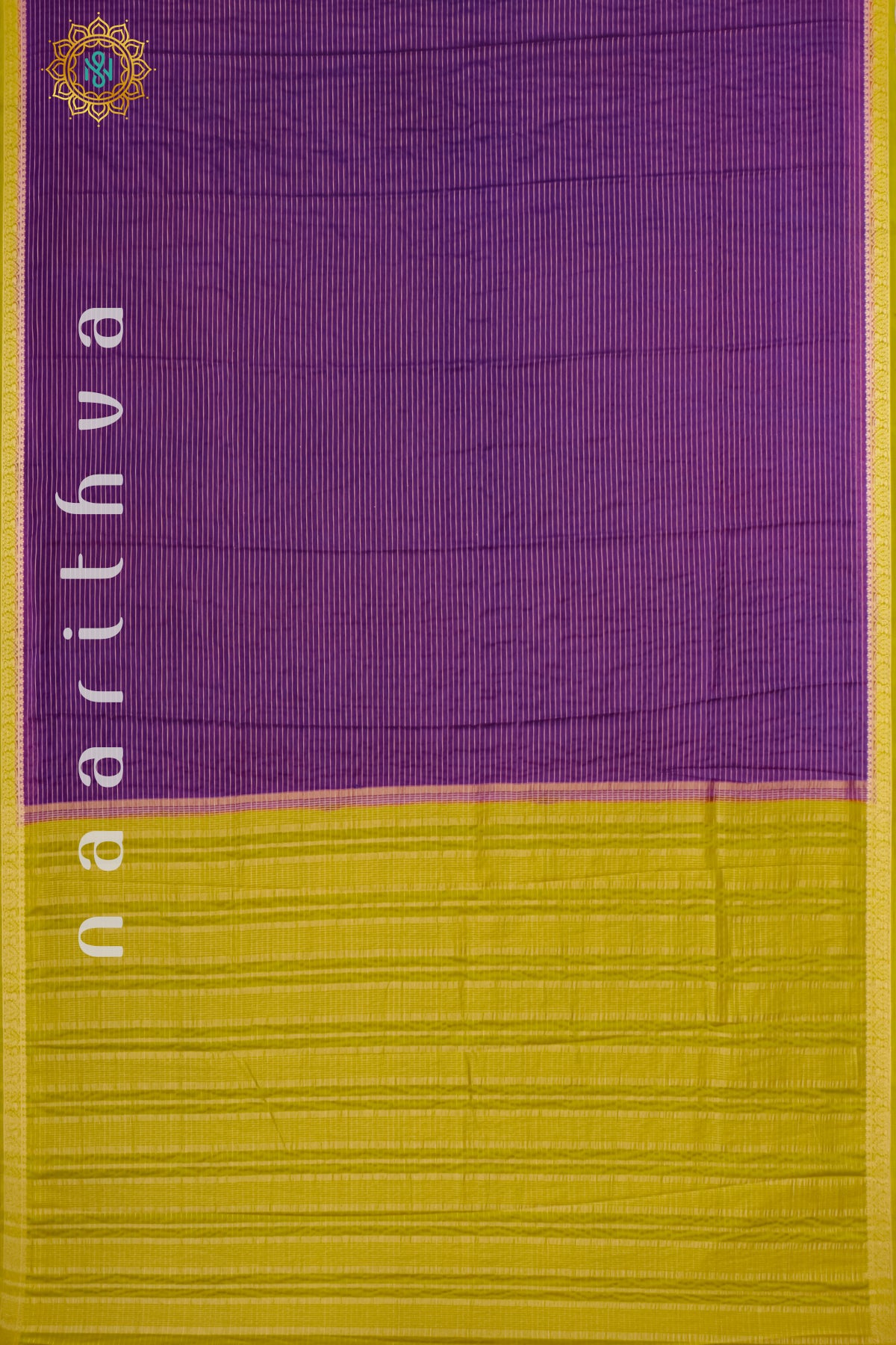 PURPLE WITH PARROT GREEN - SEMI MYSORE CREPE SILK