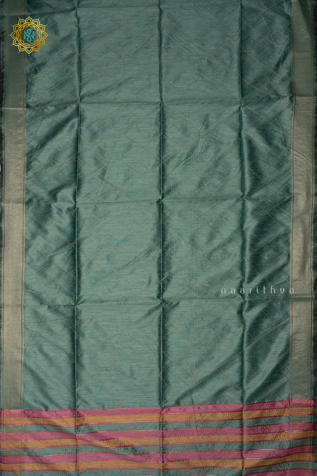 Pista Green Semi Tussar Silk Sarree With Rangkat Pallu & Blouse