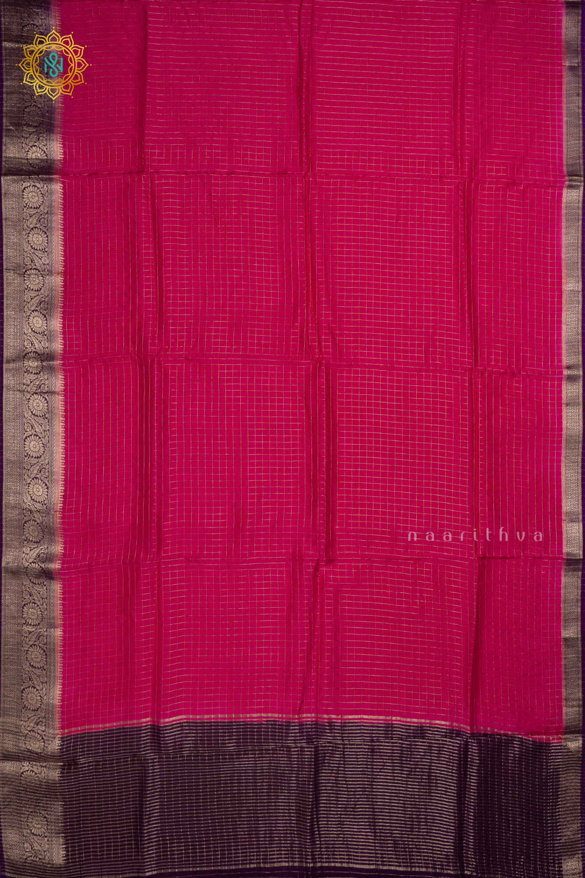 Pink With Purple - Semi Crepe Silk Saree