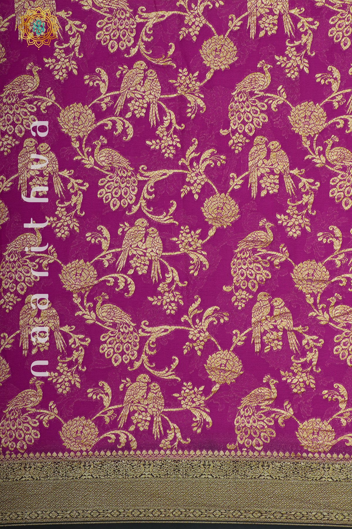 PINK WITH BLACK - PURE BANARASI KHADDI GEORGETTE
