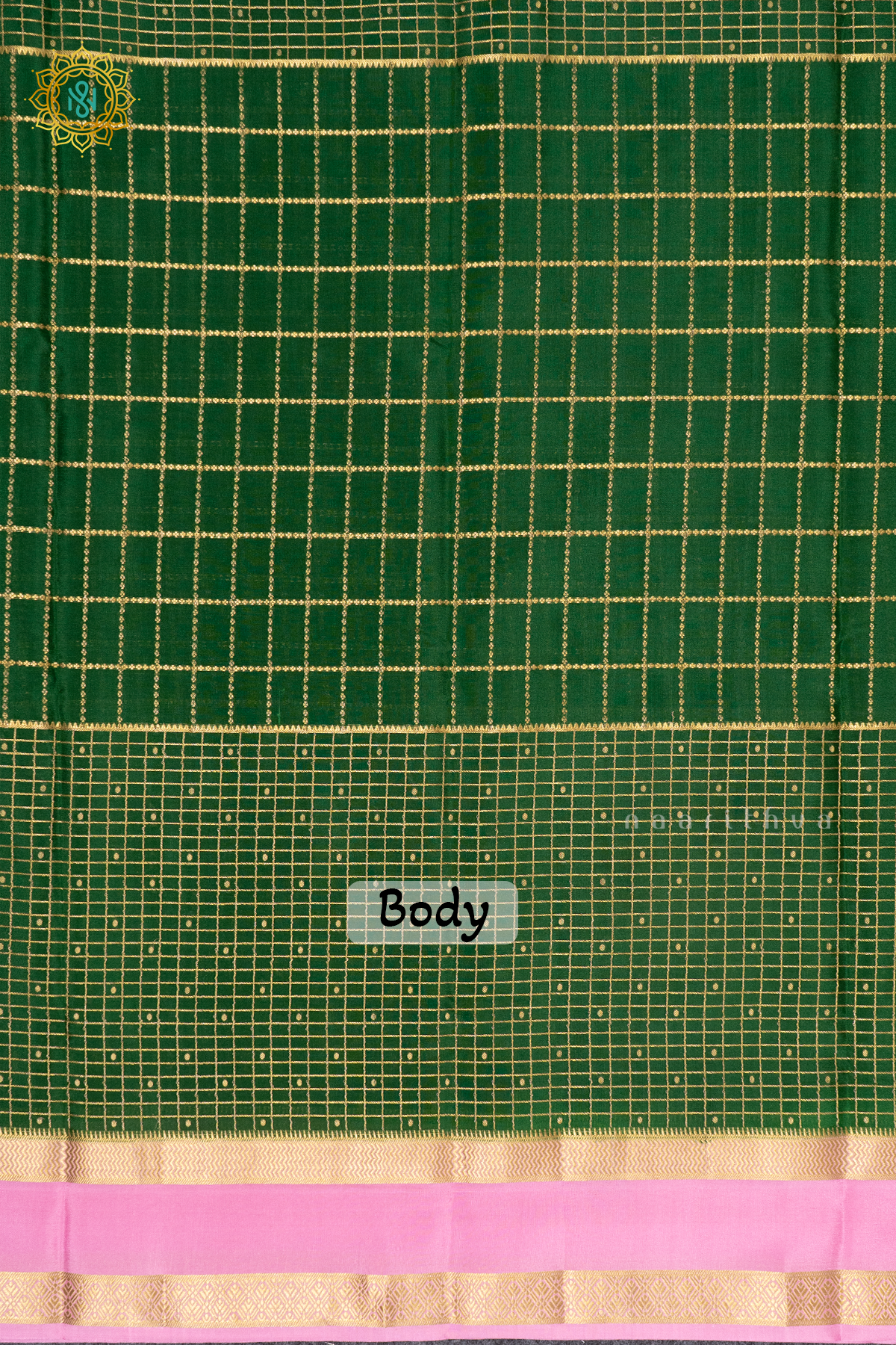 PRE-BOOKING - BOTTLE GREEN WITH BABY PINK - PURE MYSORE CREPE SILK