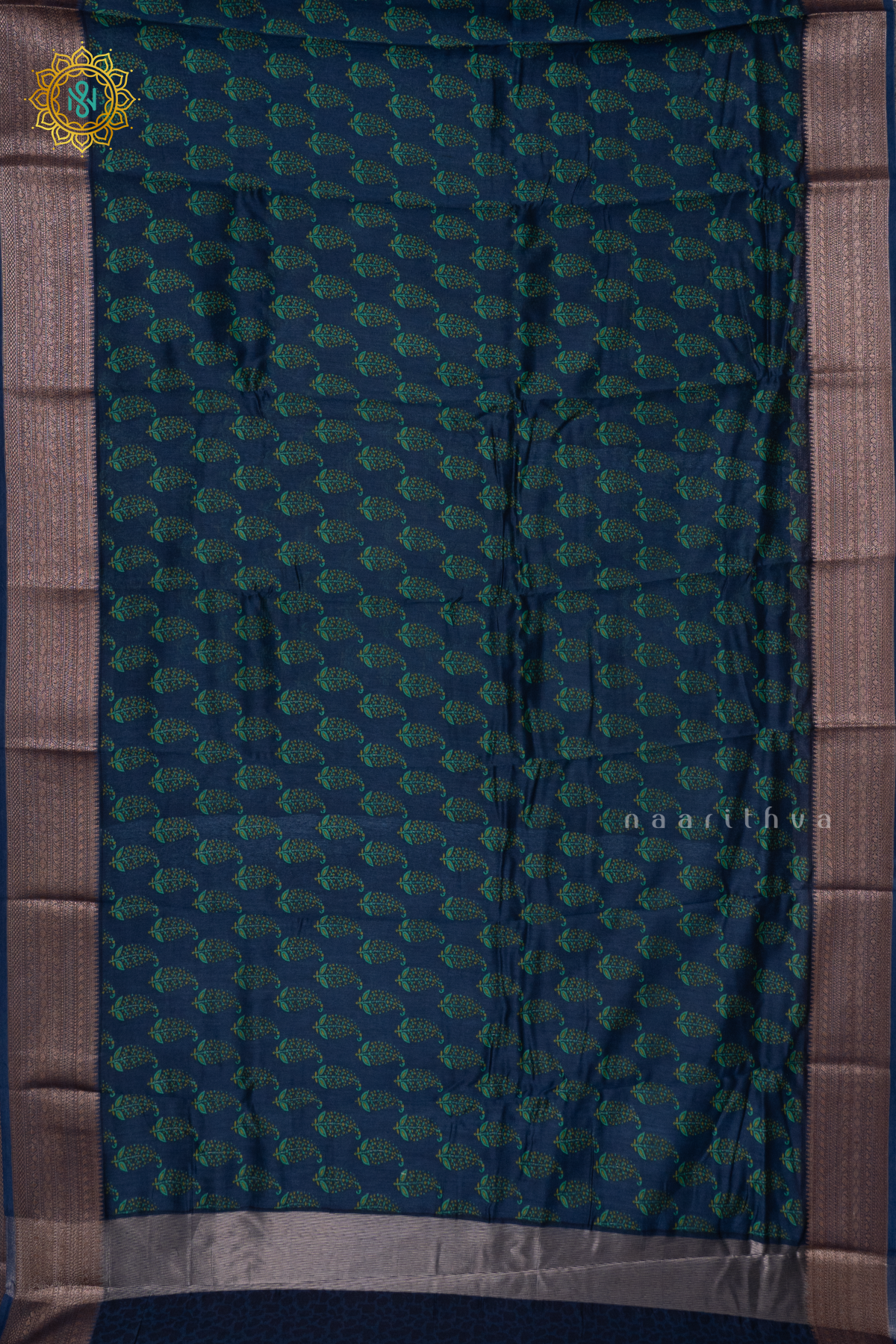 NAVY BLUE - CHANDERI SLK COTTON