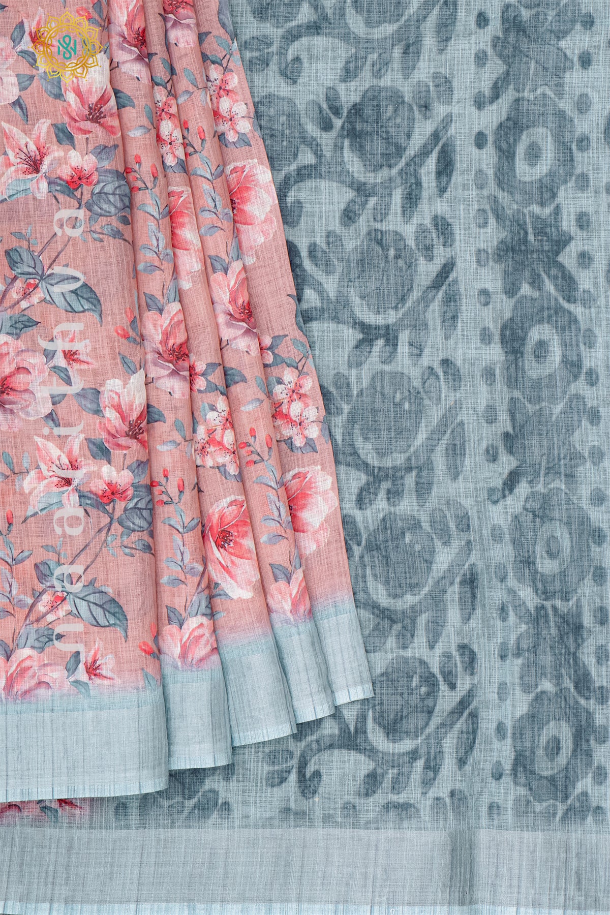 PINK WITH BLUE - LINEN BY COTTON