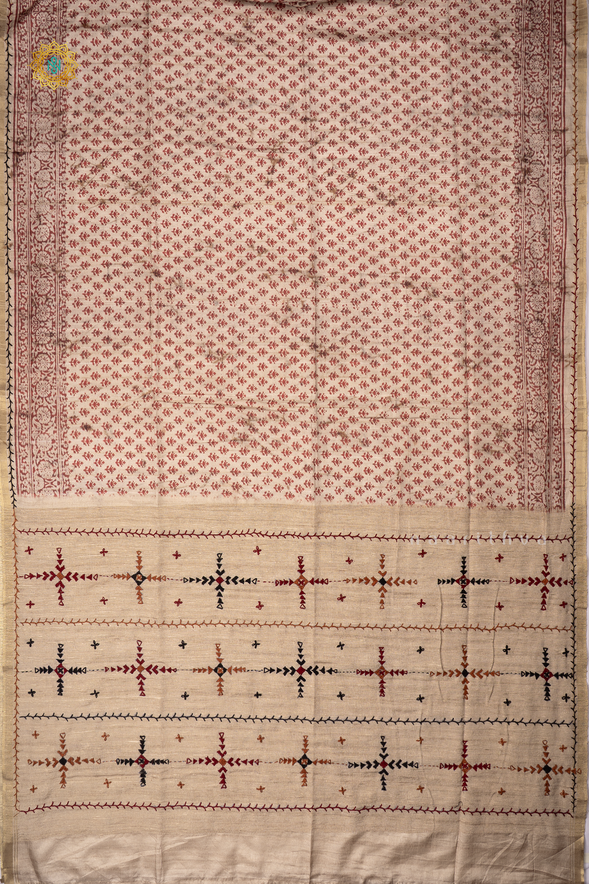 BEIGE WITH MAROON - KOTHA TUSSAR