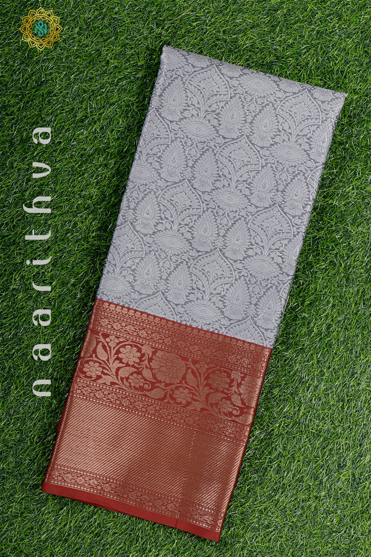 GREY WITH MAROON - KORA TANCHOI SILK