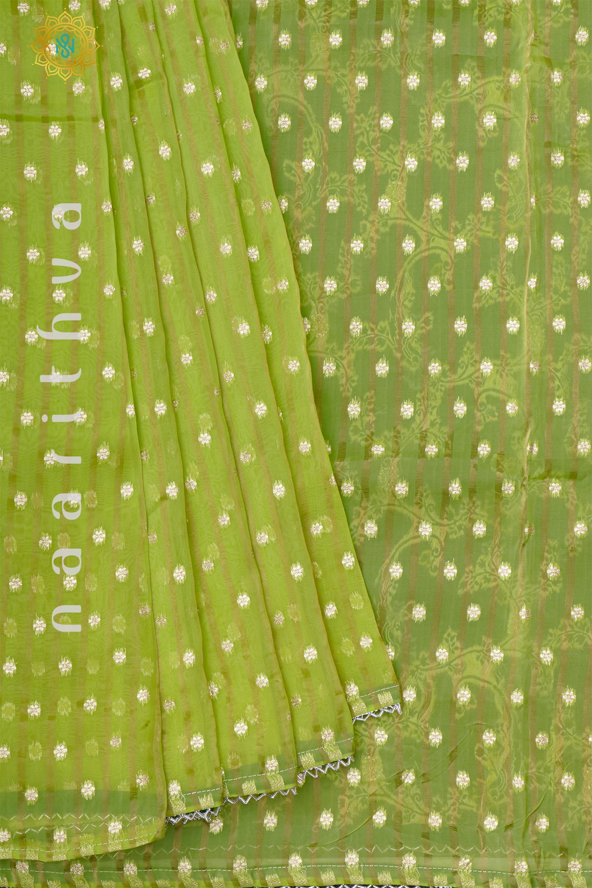 PARROT GREEN WITH BOTTLE GREEN - TISSUE ORGANZA