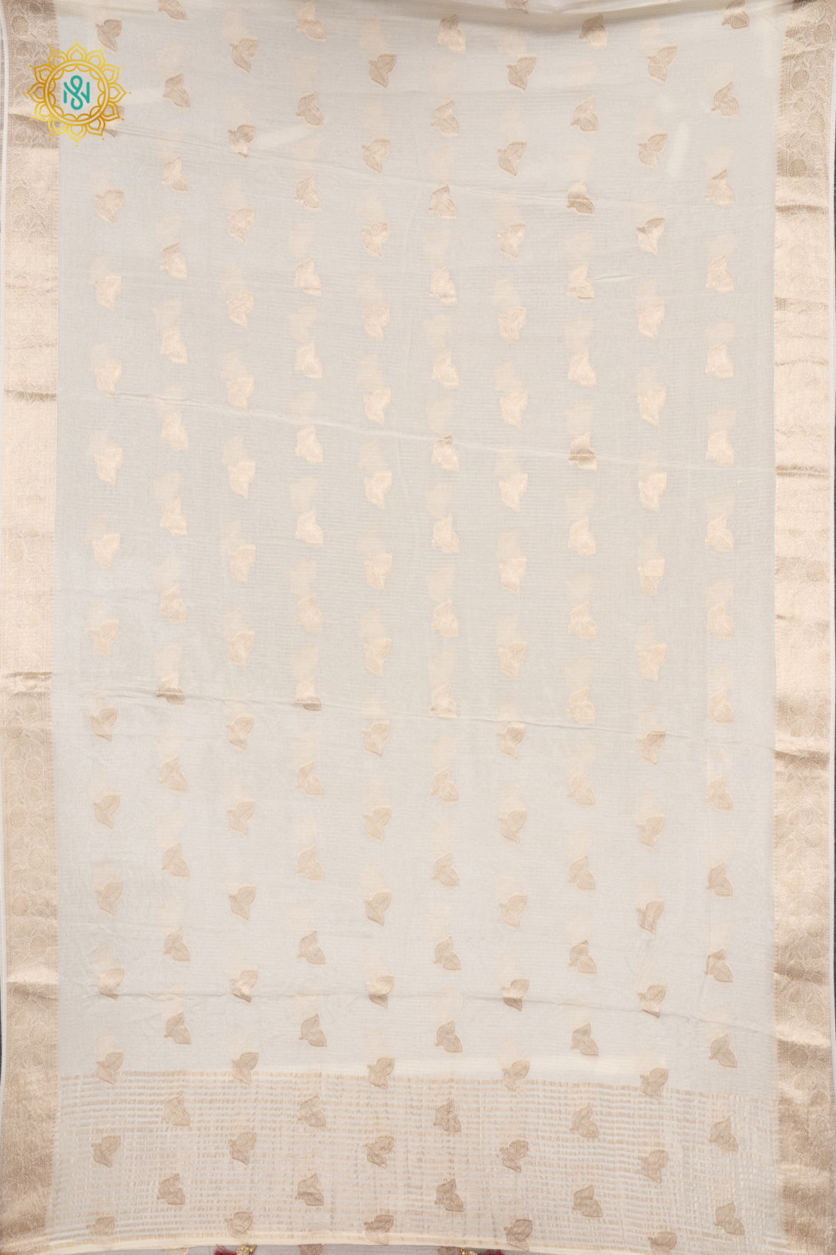 WHITE WITH RED - SEMI GEORGETTE
