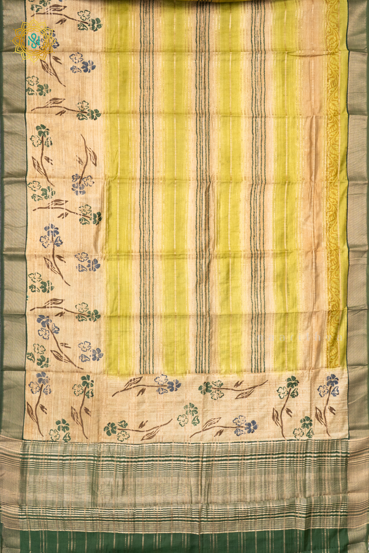 BEIGE WITH GREEN - BUTTER CREPE