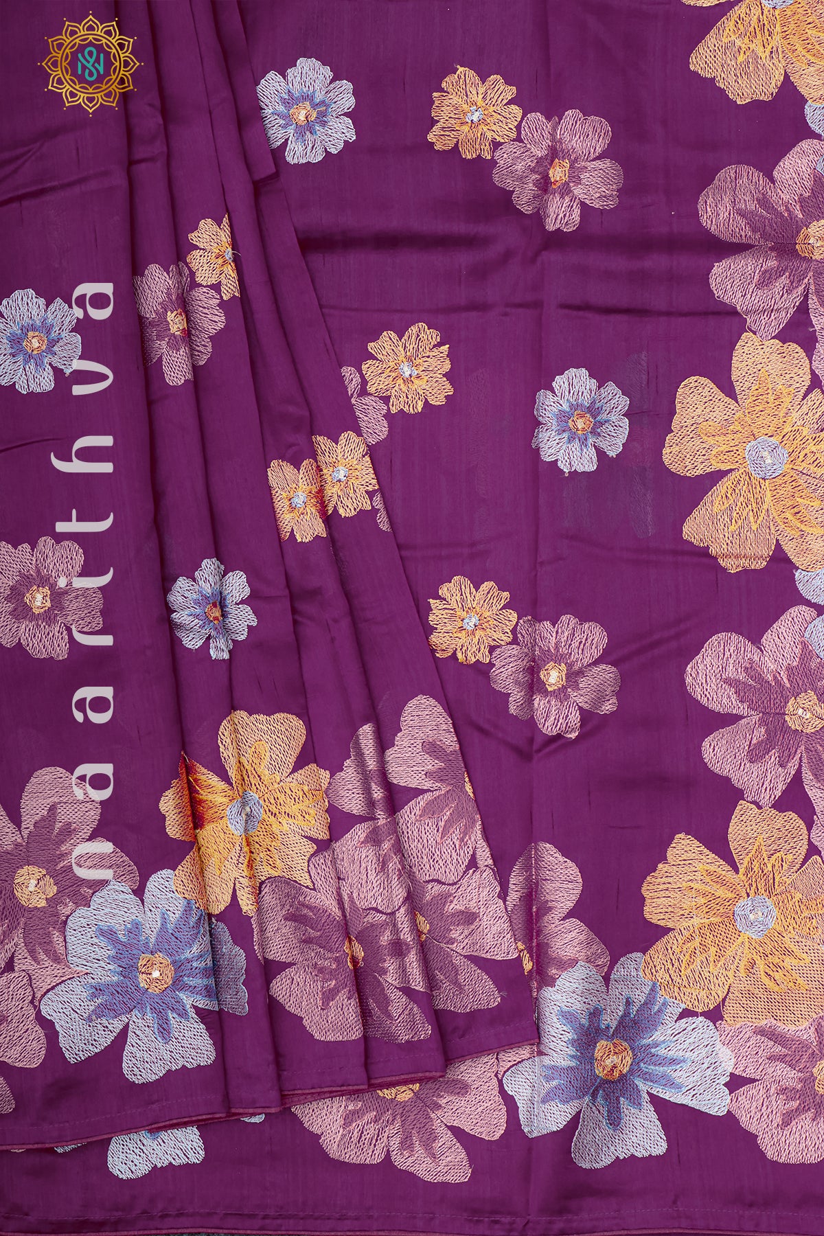 MAGENTA - SEMI TUSSAR SILK WITH EMBROIDER