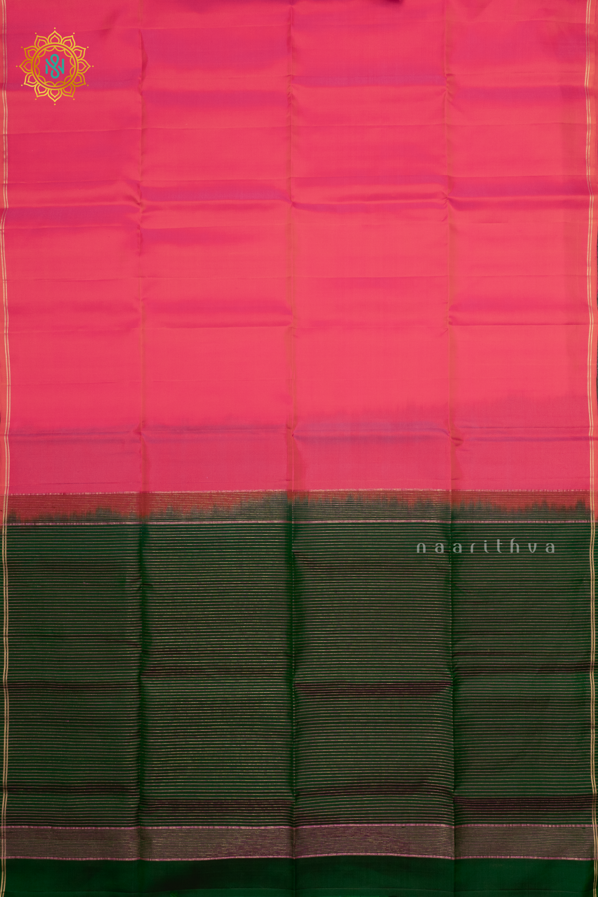 PINK WITH BOTTLE GREEN - PURE KANJIAVARAM SOFT SILK