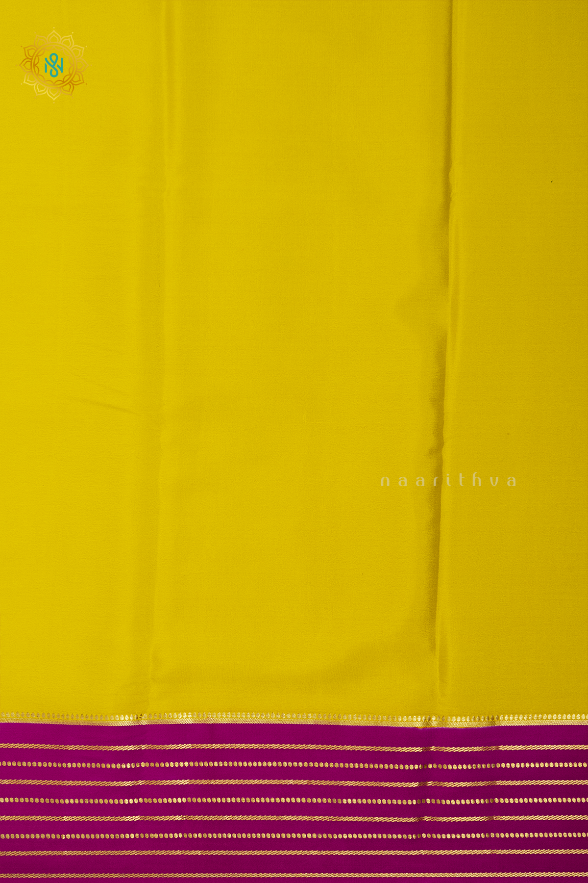 YELLOW WITH PINK - PURE MYSORE CREPE SILK