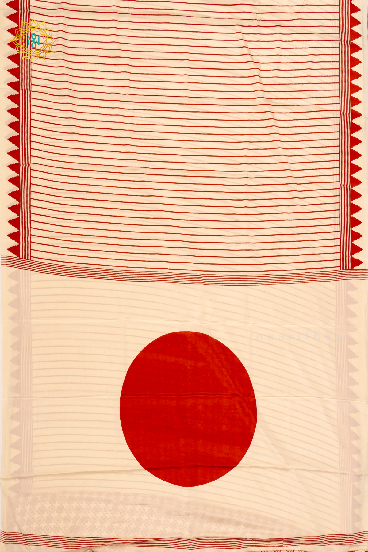 WHITE WITH RED - SATIN CREPE