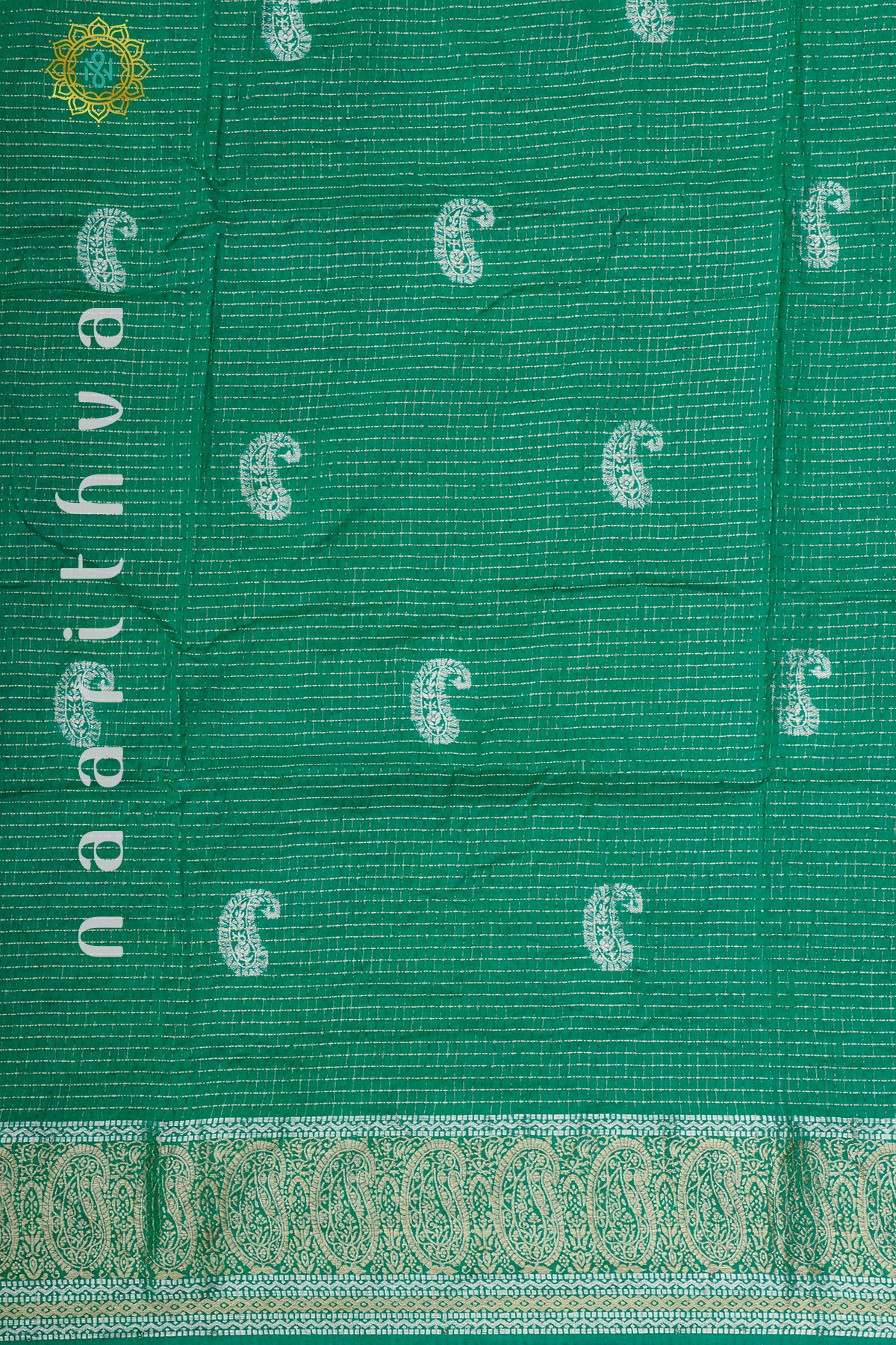 GREEN WITH NAVY BLUE - DOLA SILK