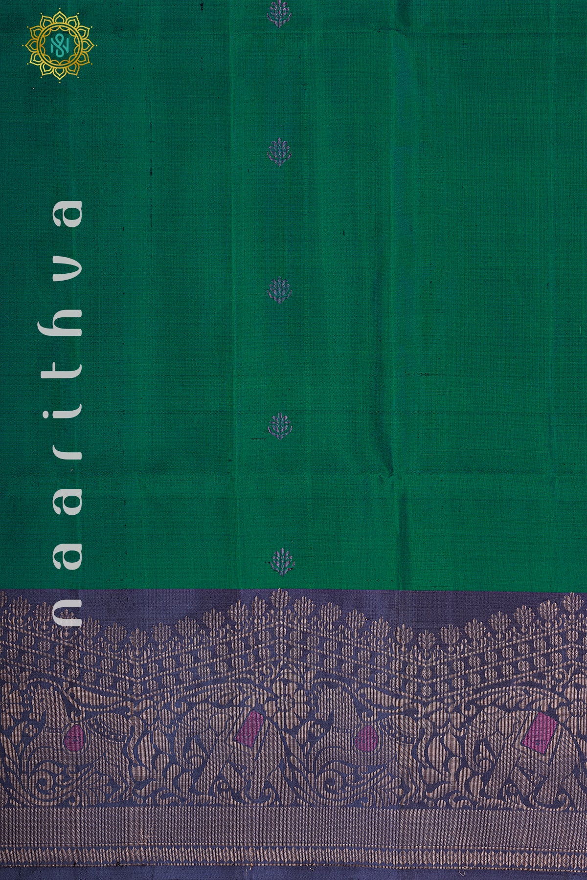 GREEN WITH GREY - PURE KANJIVARAM SOFT SILK