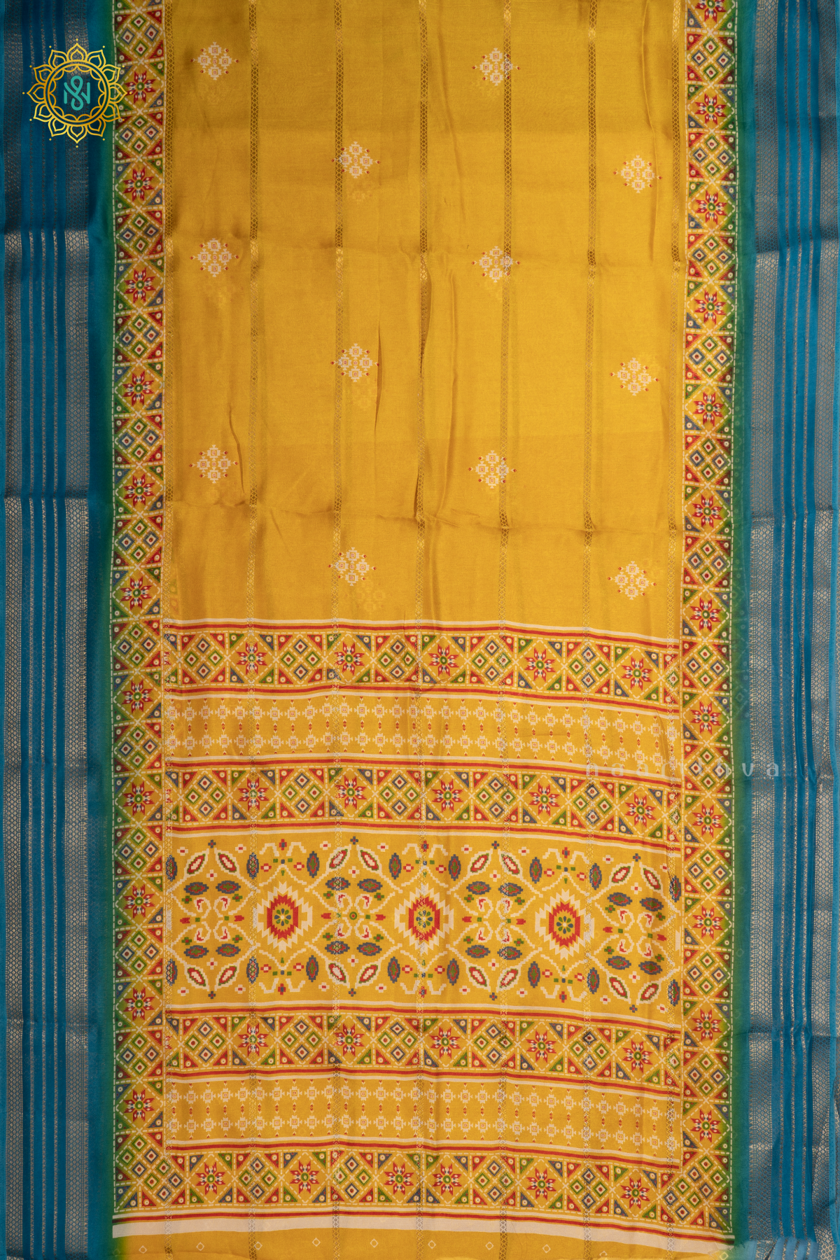 YELLOW WITH SKY BLUE - SEMI GEORGETTE