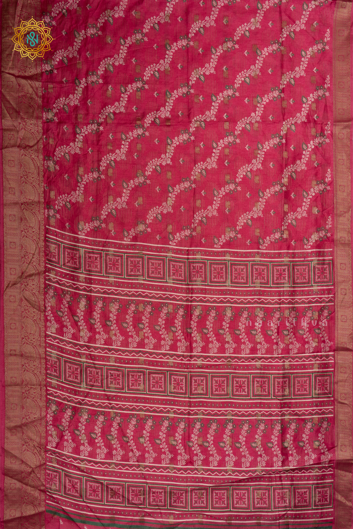 RANI PINK - DOLA SILK SAREE WITH PRINTED BODY AND ZARI BORDER