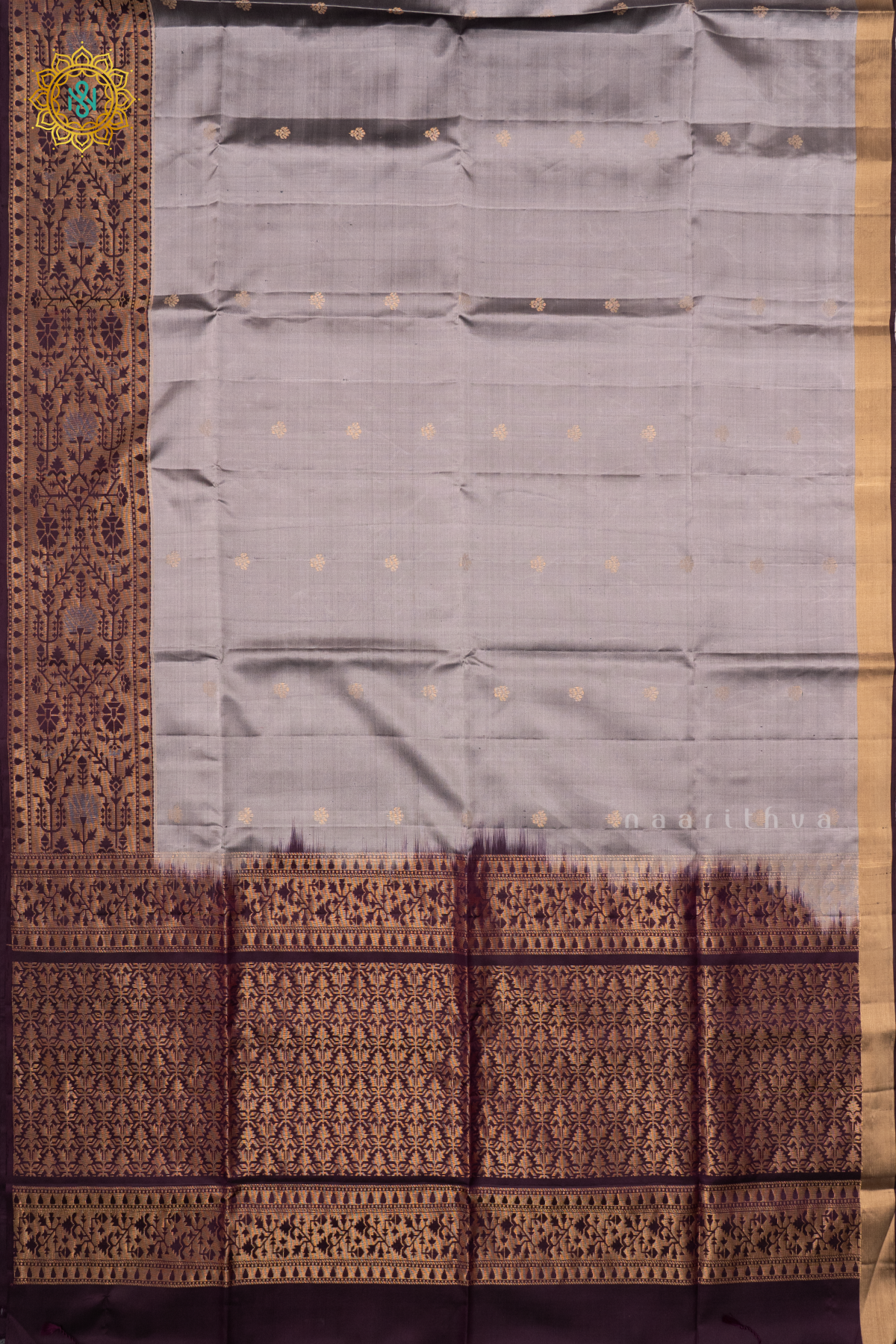 GREY WITH DEEP WINE - PURE KANJIVARAM SOFT SILK