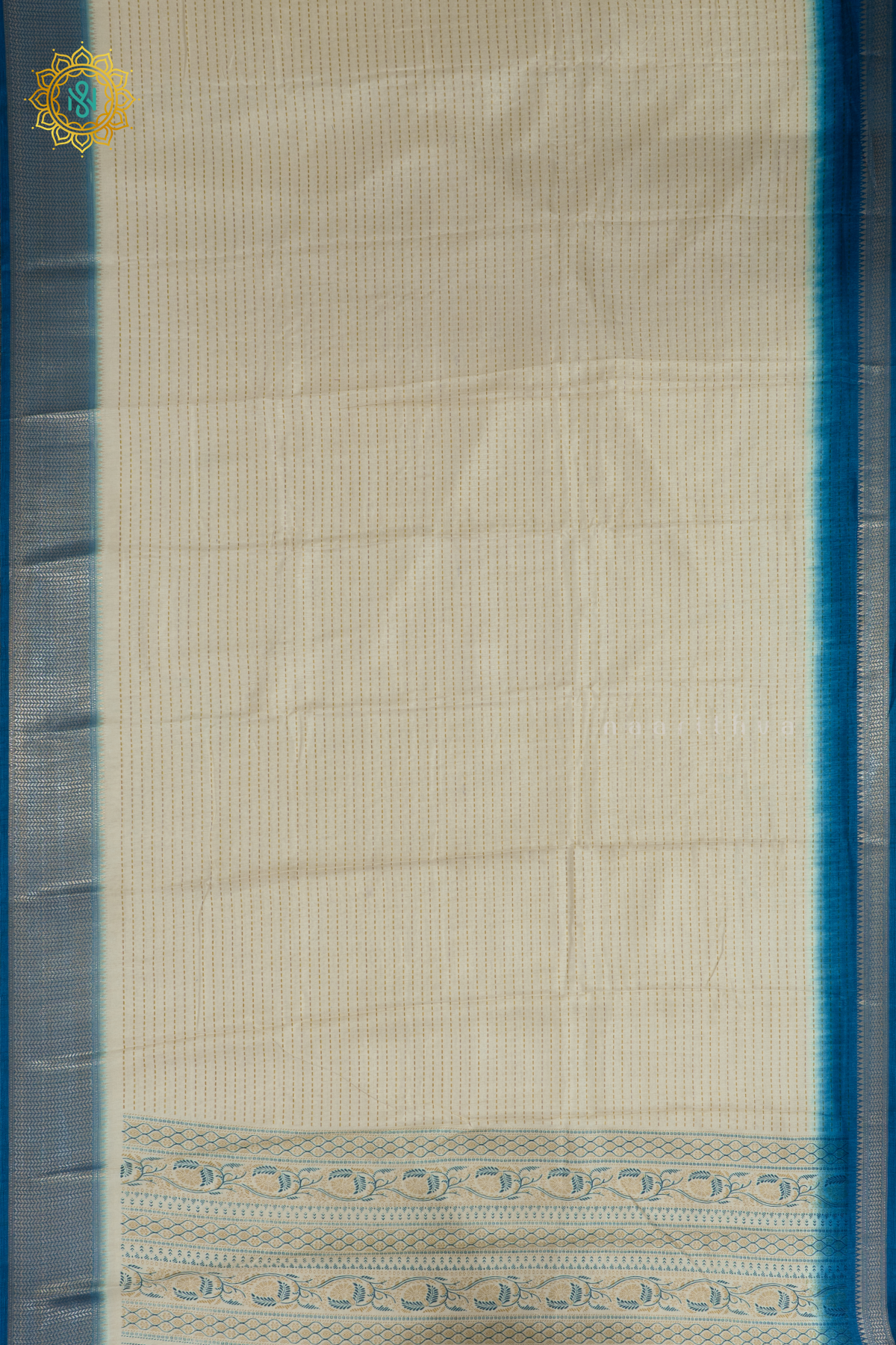 WHITE WITH PEACOCK BLUE - DOLA SILK