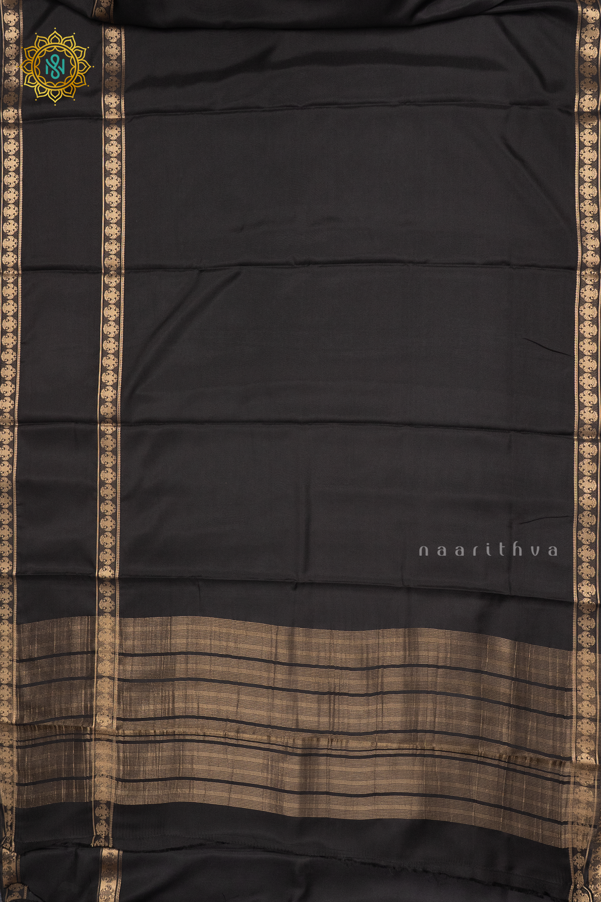 BLACK - SEMI MYSORE CRPE SILK