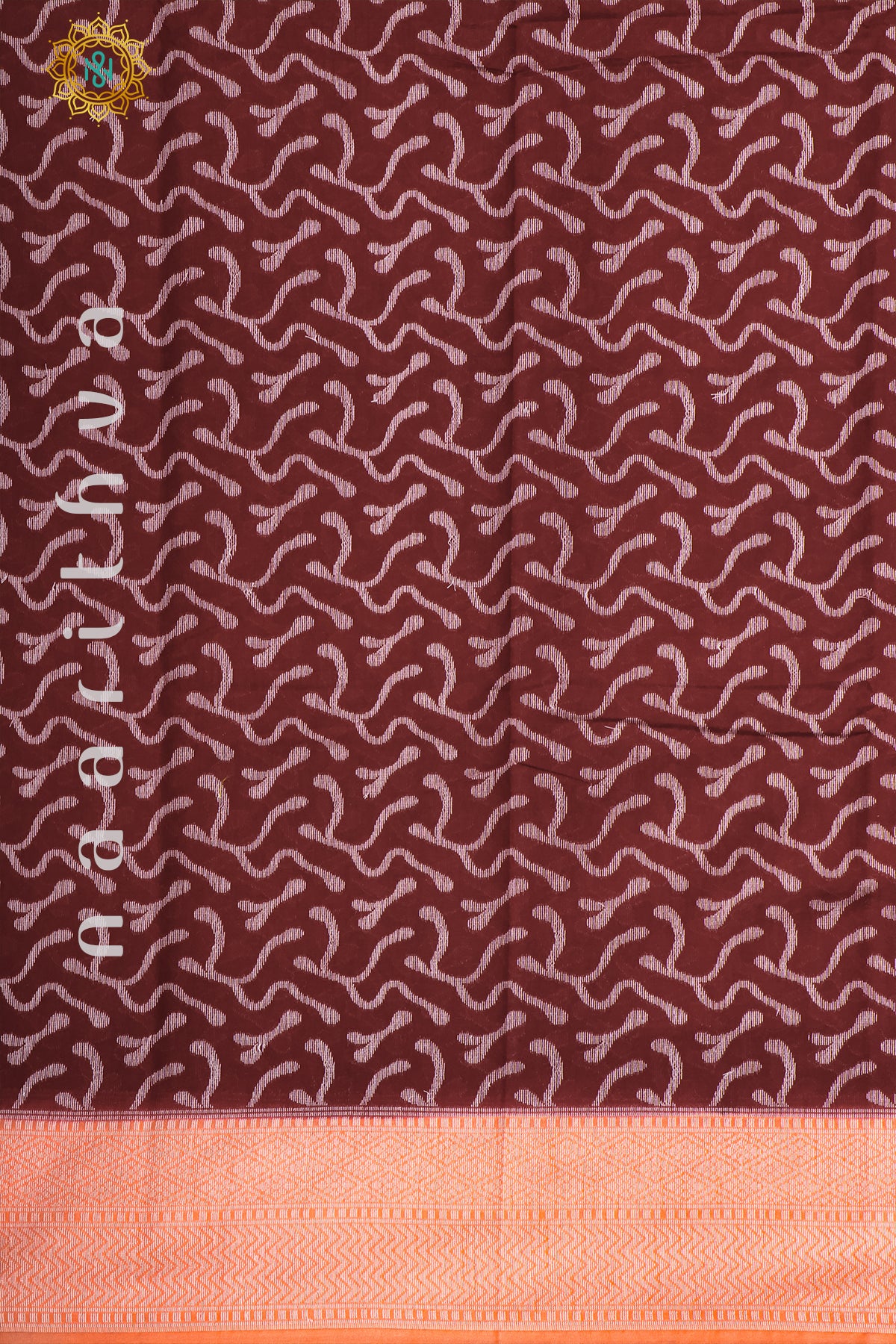 MAROON WITH PEACHISH ORANGE - JUTE COTTON