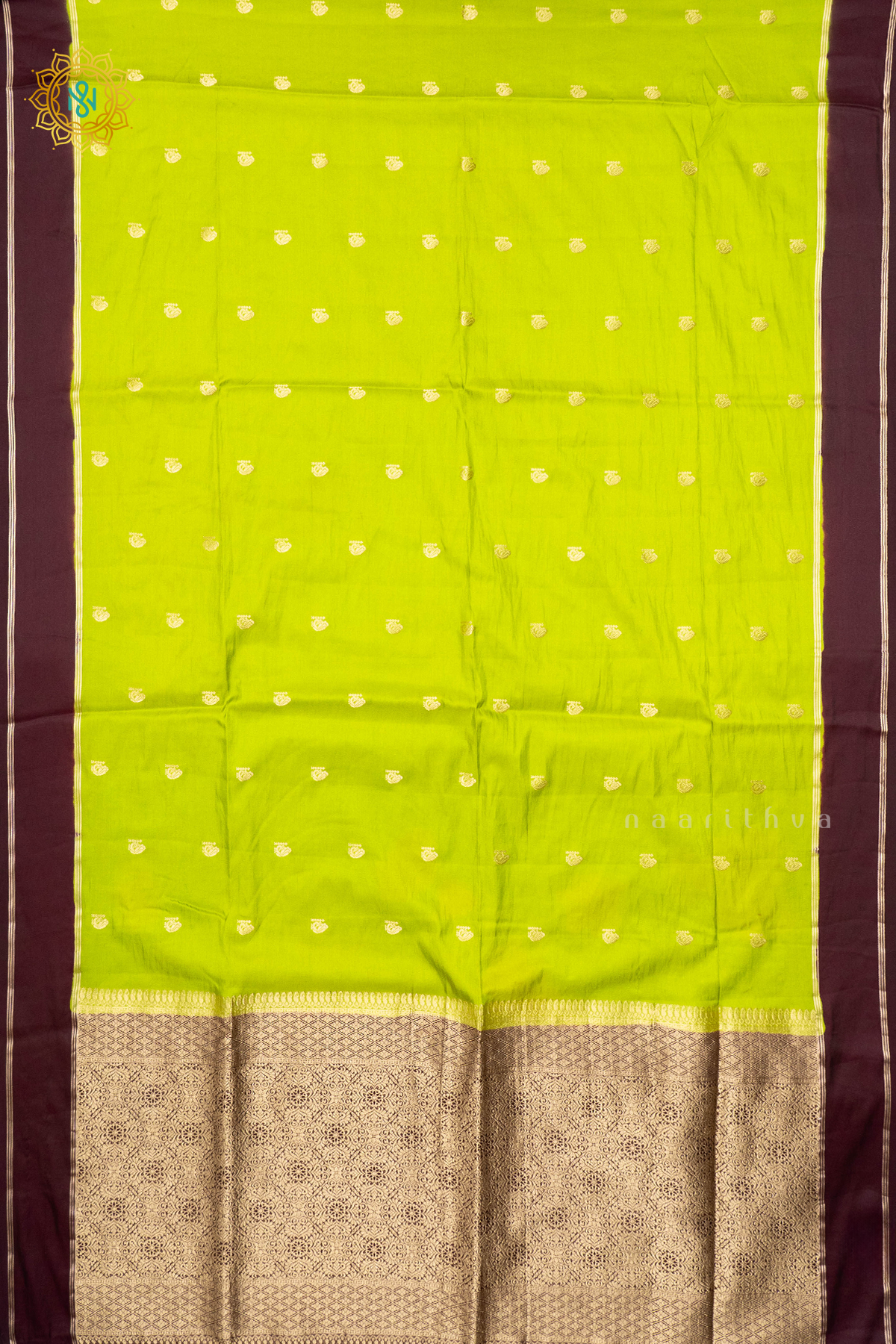 PARROT GREEN WITH DEEP WINE - SEMI SILK