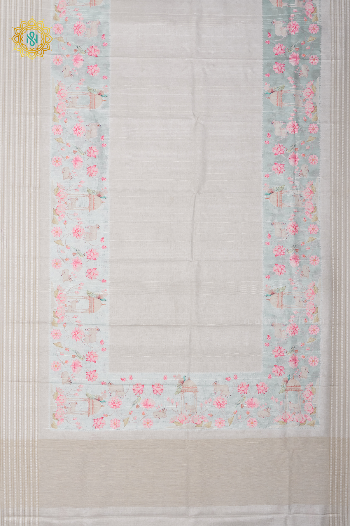 OFF WHITE WITH AQUA BLUE - KOTHA TUSSAR