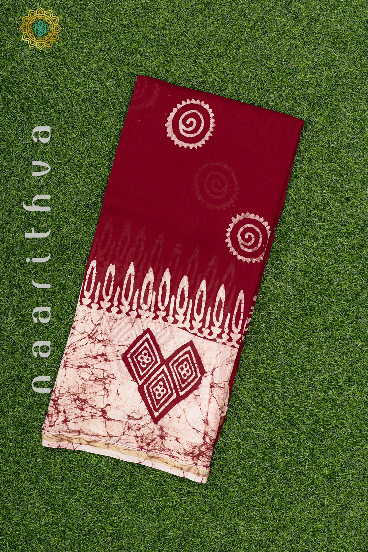 RED WITH WHITE - CHANDERI SILK COTTON