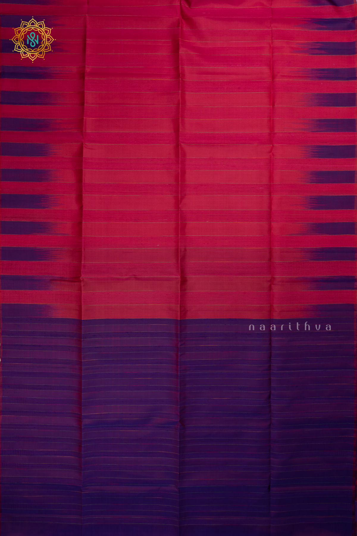 Pink with Purple Pure Kanjivaram Soft Silk Saree With Plain Body And Contrast Temple Rising Border, Pallu