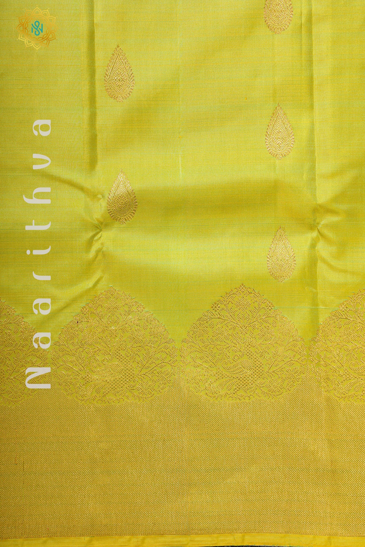 PARROT GREEN WITH BLUE - PURE KANJIVARAM SILK