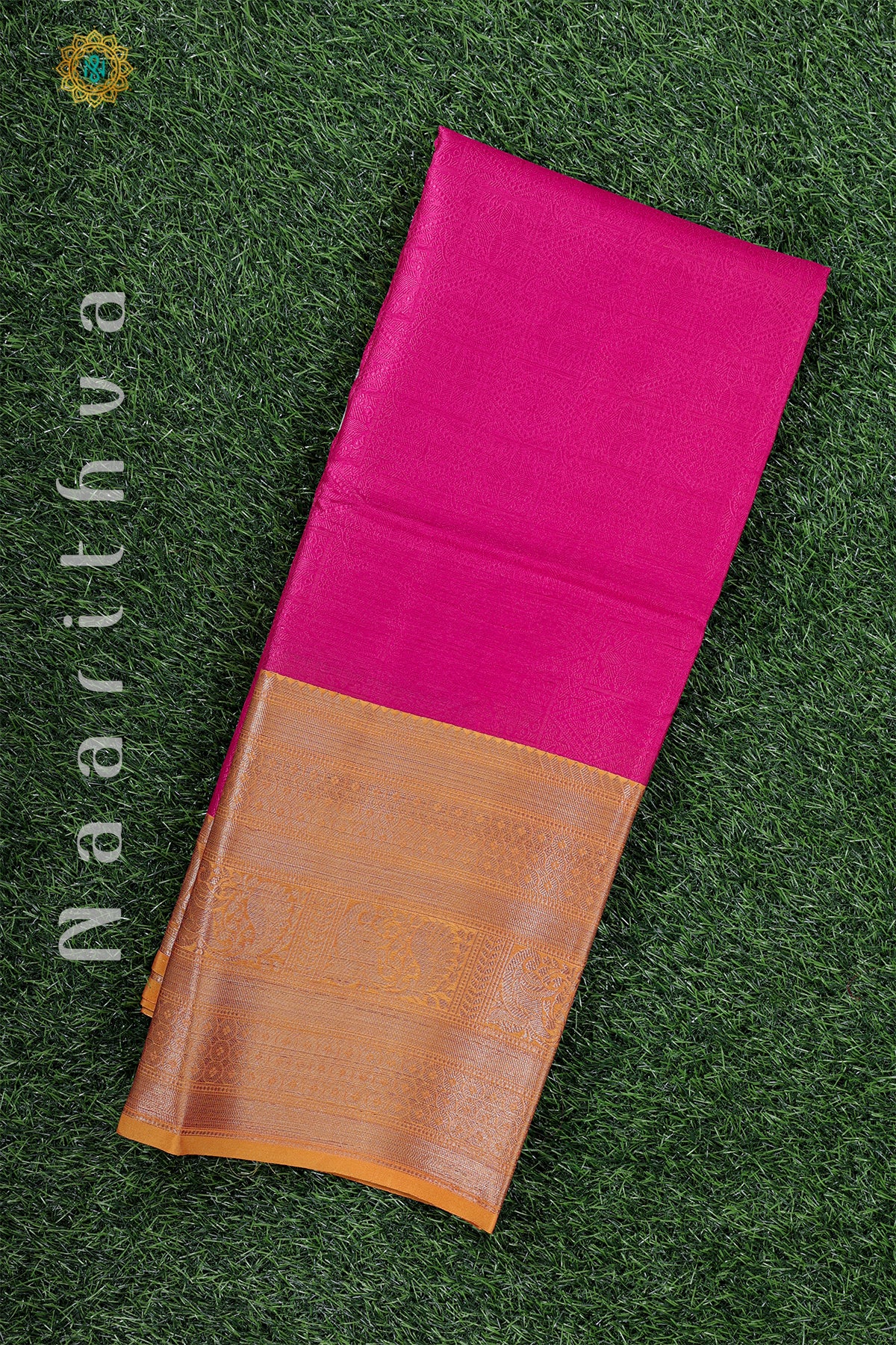 PINK WITH YELLOW - KORA TANCHOI SILK WITH CONTRAST BORDER