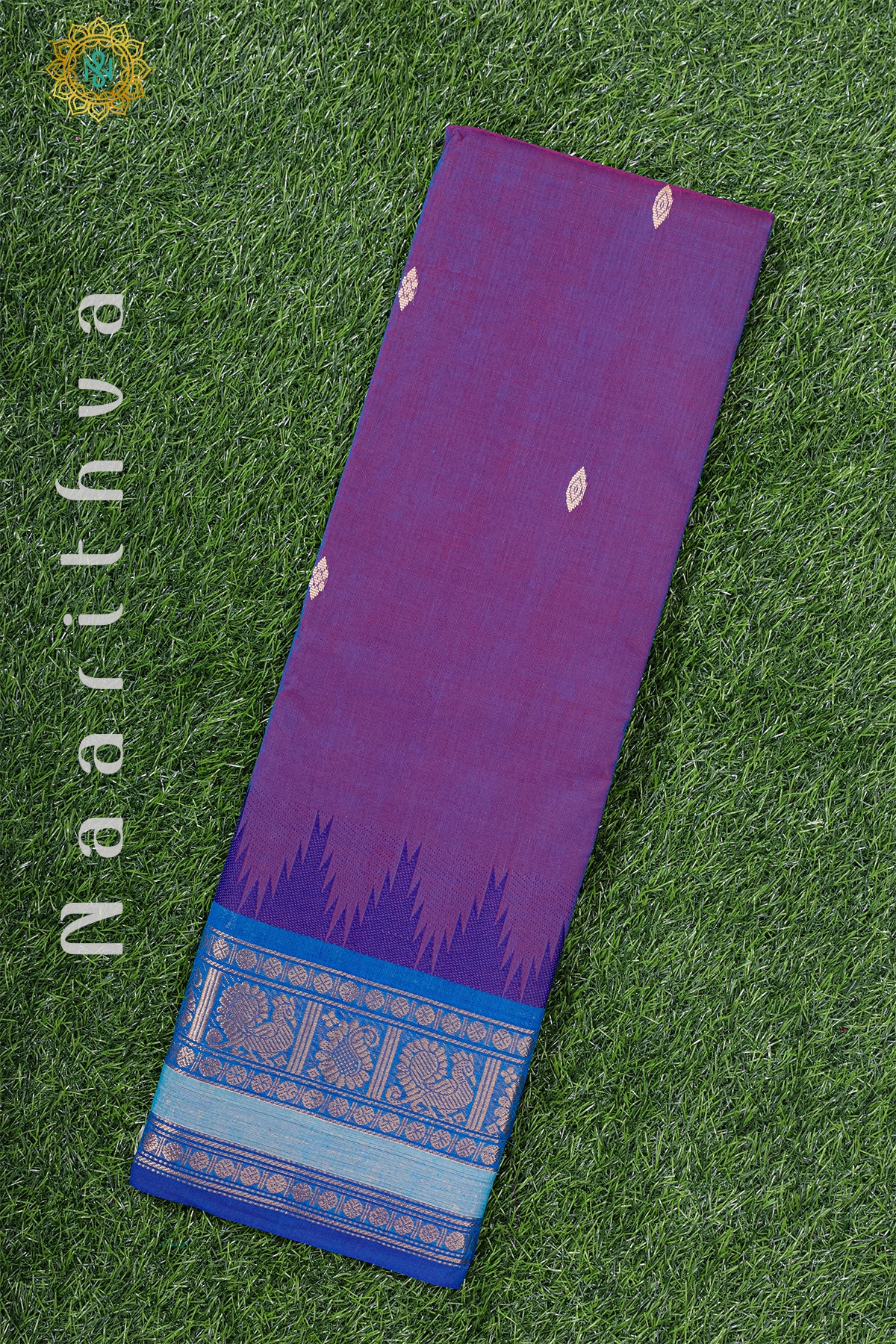 PURPLE WITH BLUE - CHETTINAD COTTON