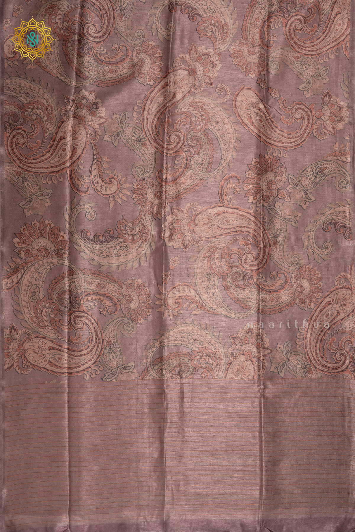Light Pink Semi Gicha Tussar Saree With Printed Body, Pallu And Blouse
