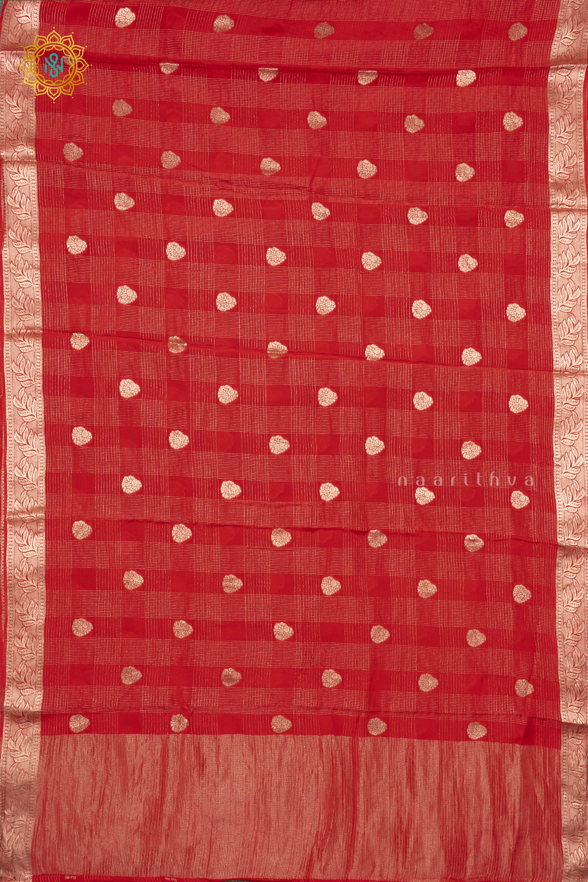 RED WITH GREEN - DOLA SILK