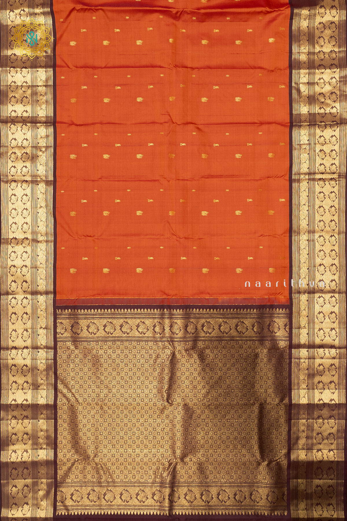 RUST ORANGE WITH BROWN - PURE KANJIVARAM SILK