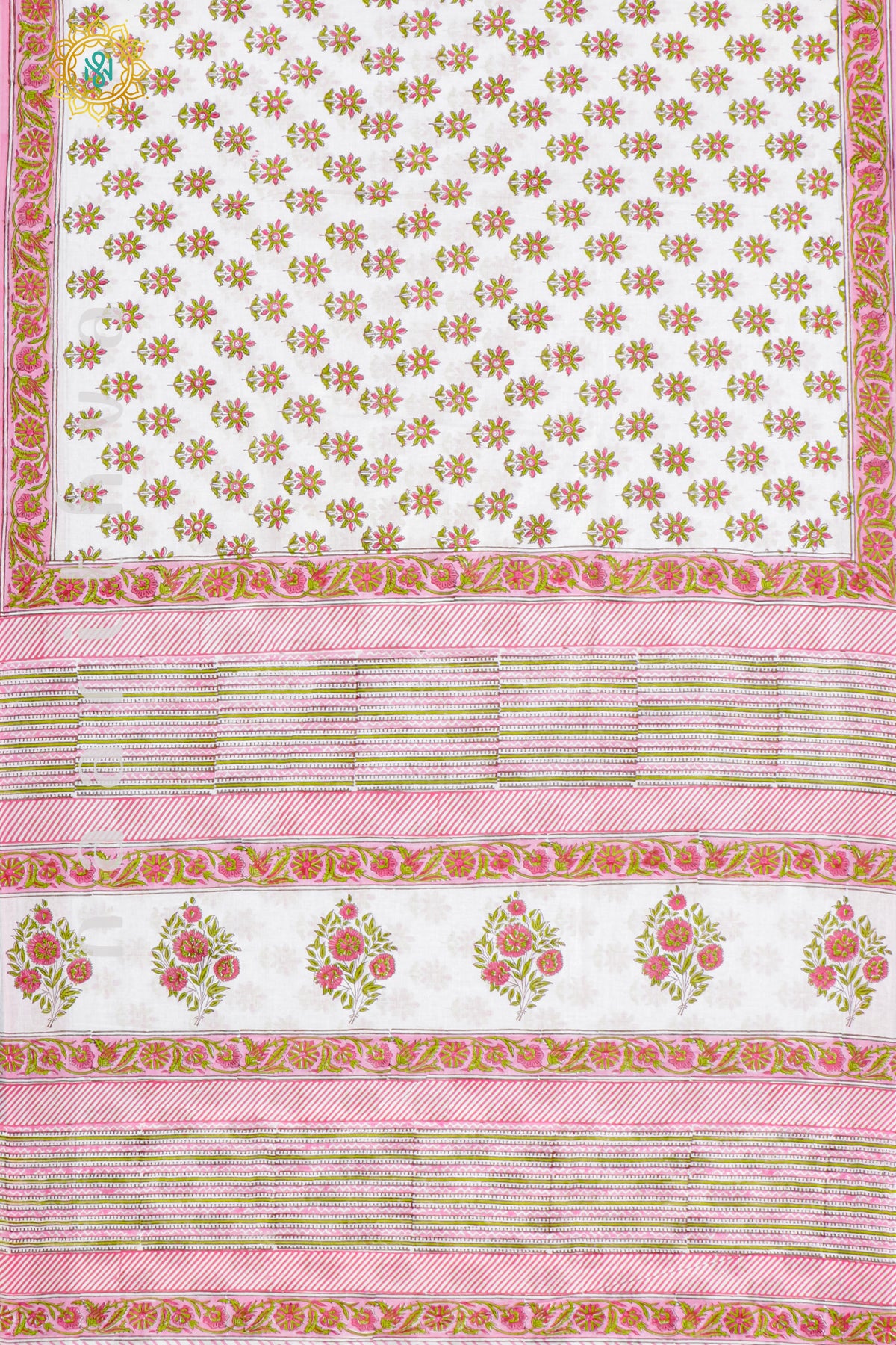 WHITE WITH LIGHT PINK - MUL COTTON