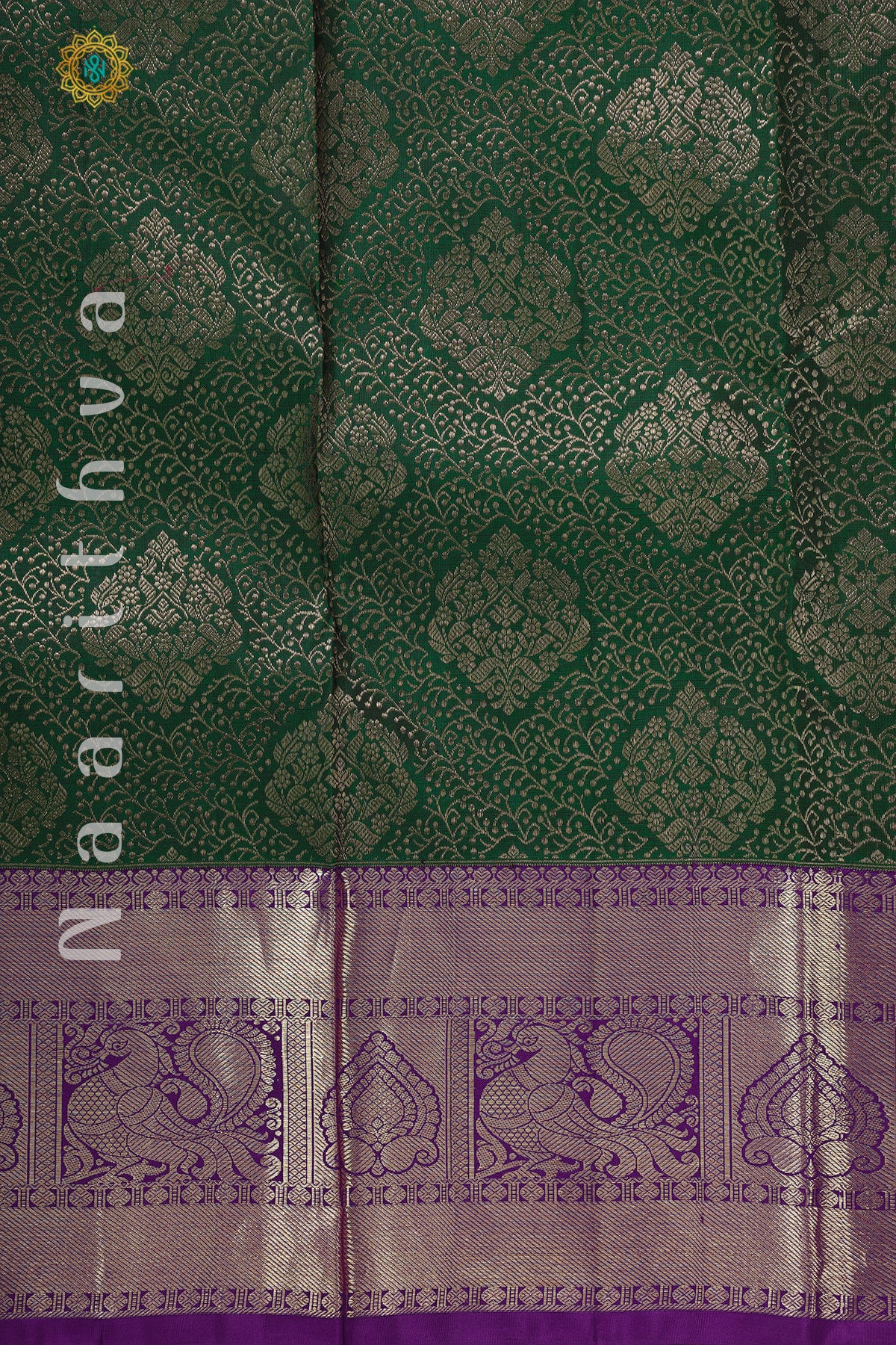 GREEN WITH PURPLE - PURE KANJIVARAM SILK