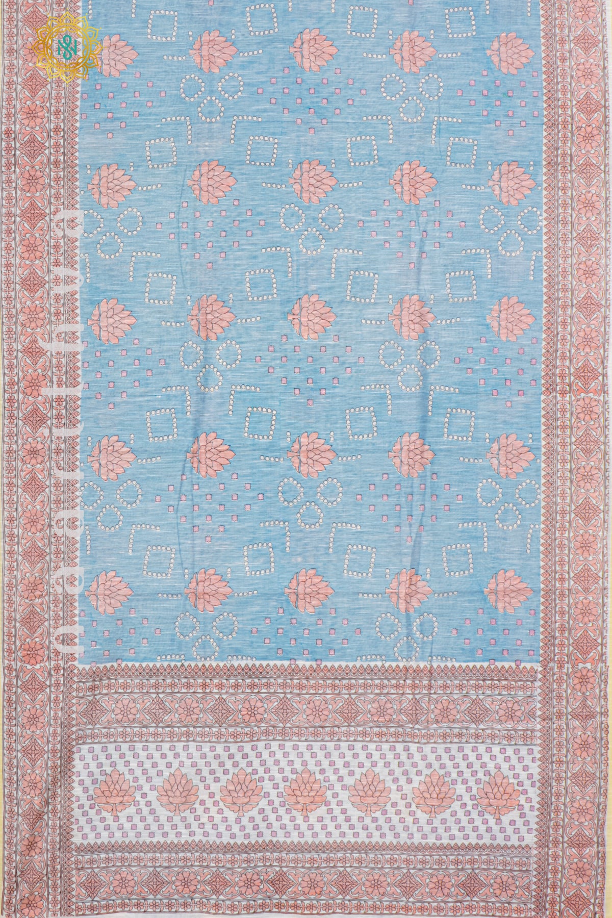 SKY BLUE WITH WHITE - JUTE COTTON