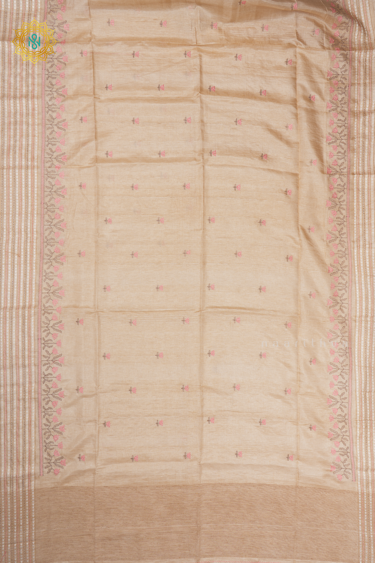 BEIGE WITH PINK - KOTHA TUSSAR