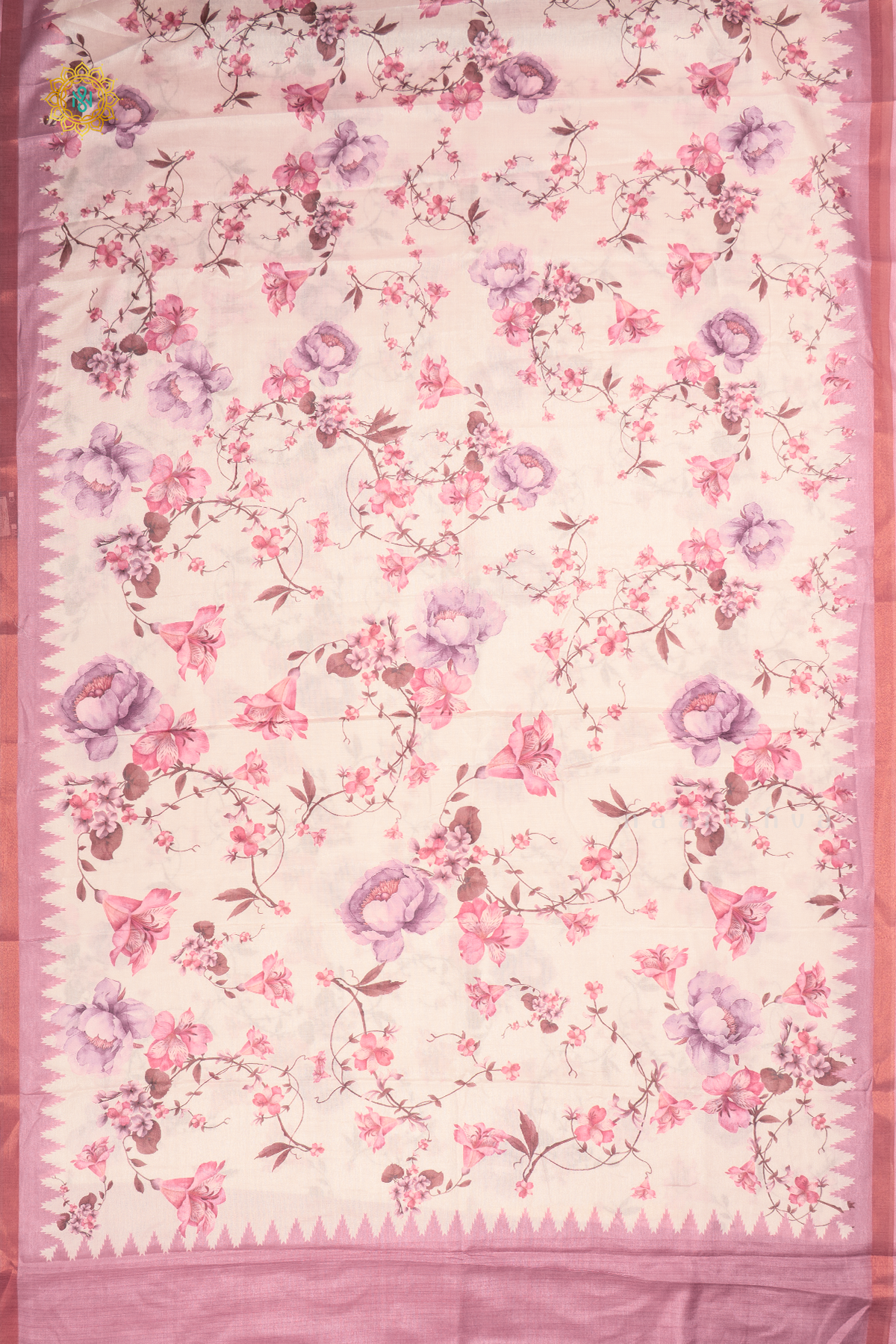 OFF WHITE WITH LIGHT PINK - SOFT TUSSAR