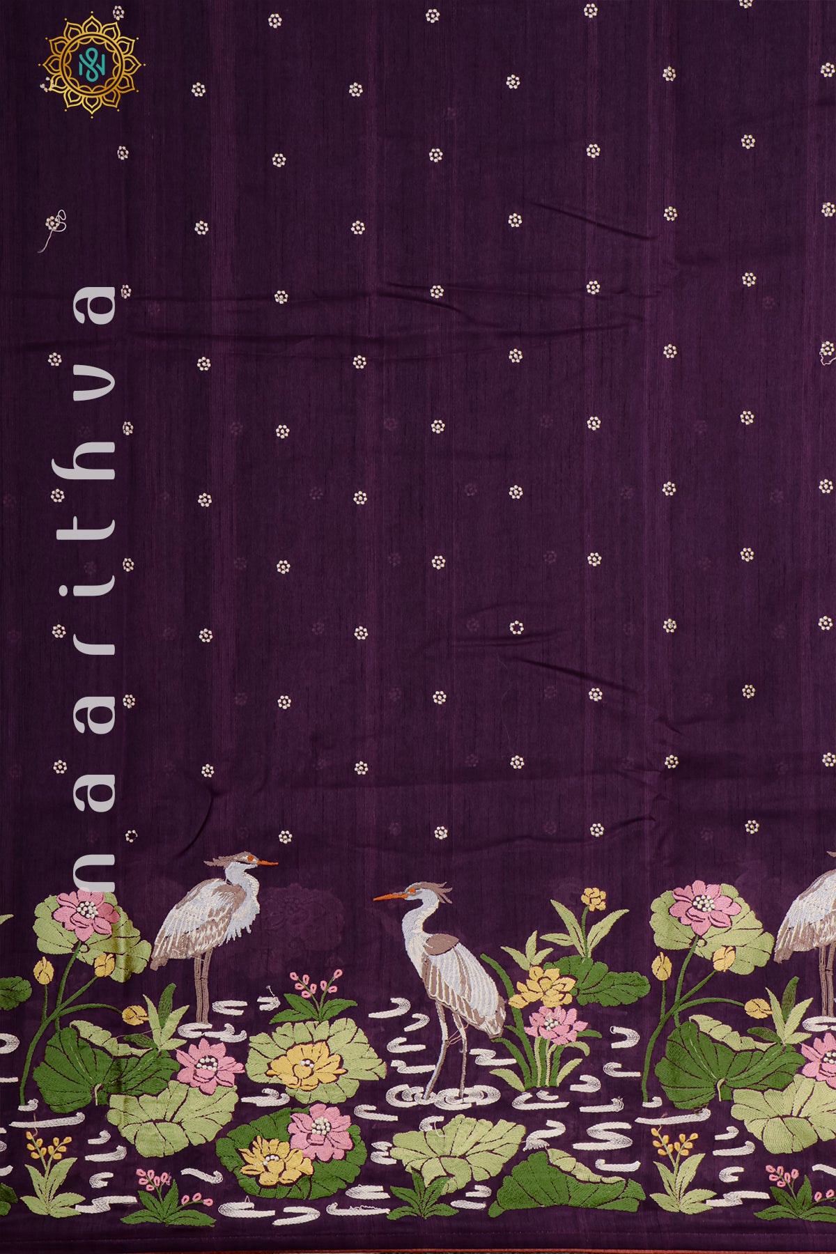 PURPLE - SEMI TUSSAR SILK WITH EMBROIDERY