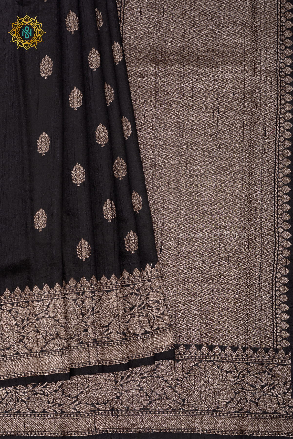 BLACK WITH MAROON - PURE BANARASI RAW SILK