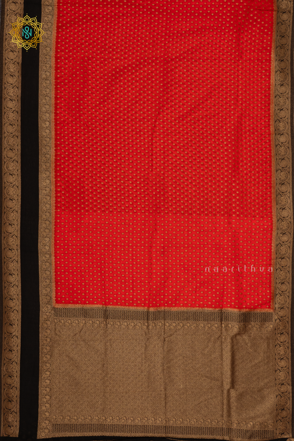 RED WITH BLACK - SEMI CREPE GEORGETTE