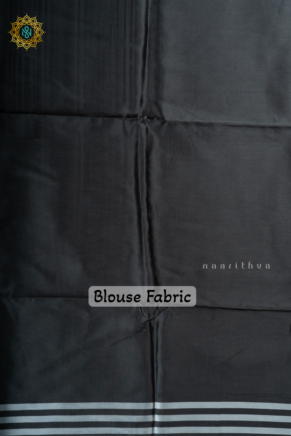Black Semi Tussar Silk With Printed Body With Zari Border & Pallu