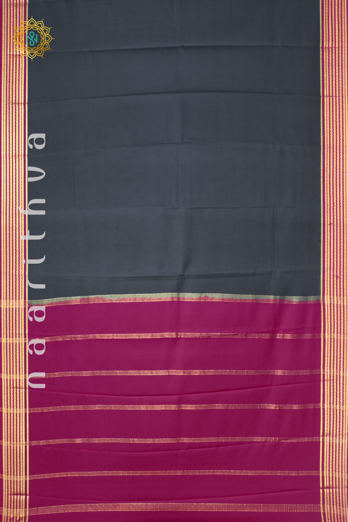 GREY WITH PINK - PURE MYSORE CREPE SILK