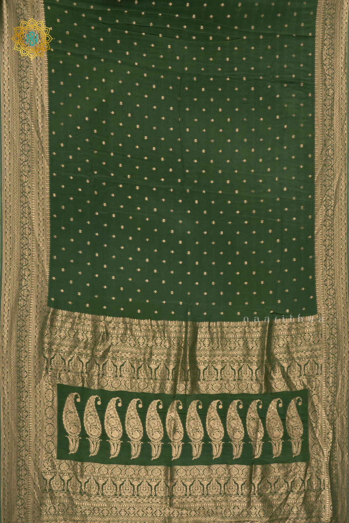 BOTTLE GREEN - SEMI BANARASI CREPE