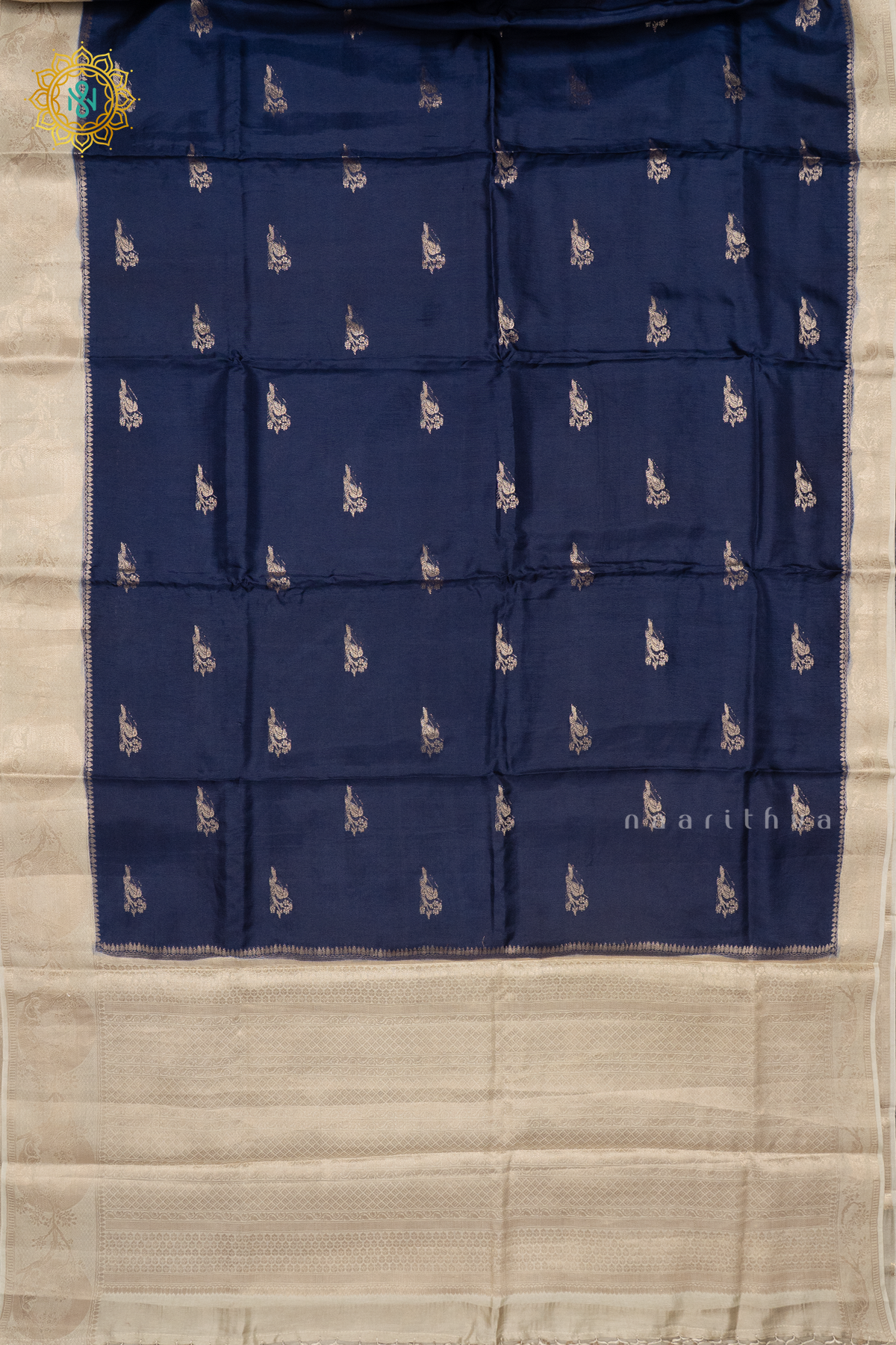 BLUE WITH OFF WHITE - DOLA SILK