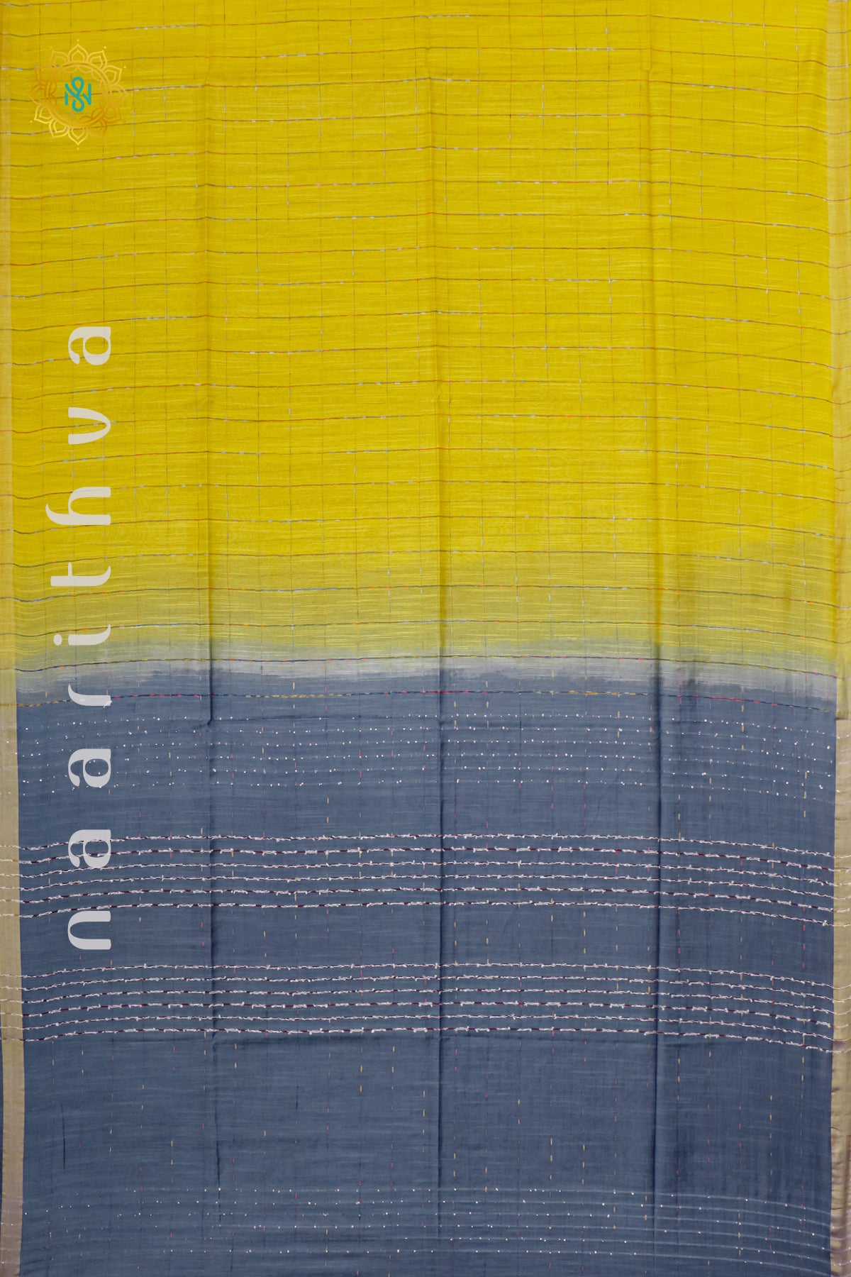 YELLOW WITH GREY - SLUB COTTON